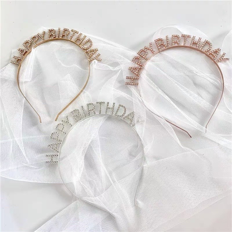 CÀI TÓC ĐÍNH ĐÁ CHỮ HAPPY BIRTHDAY